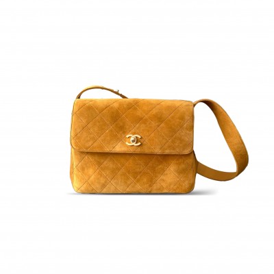 CHANEL MASTER VINTAGE SUEDE QUILTED FLAP SHOULDER BAG KHAKI A99935 (28*24*12.5cm)